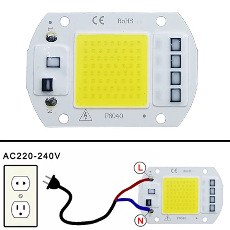 LEDチップCOBランプ 10W 20W 30W 50W AC 220V 240V IP65 スマートIC ドライバー不要 DIY フラッドライト LED電球 スポットライト 屋外ランプビーズ