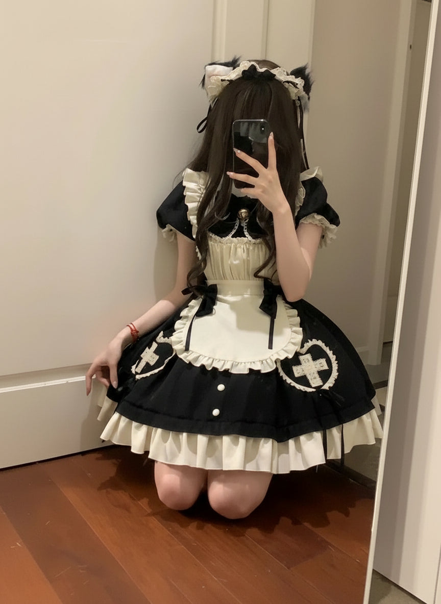 キャラクターサブカルチャーJKドクターメイドスーツ軽量ロリータプリンスSle Blaホワイトふわふわスカートレディース服