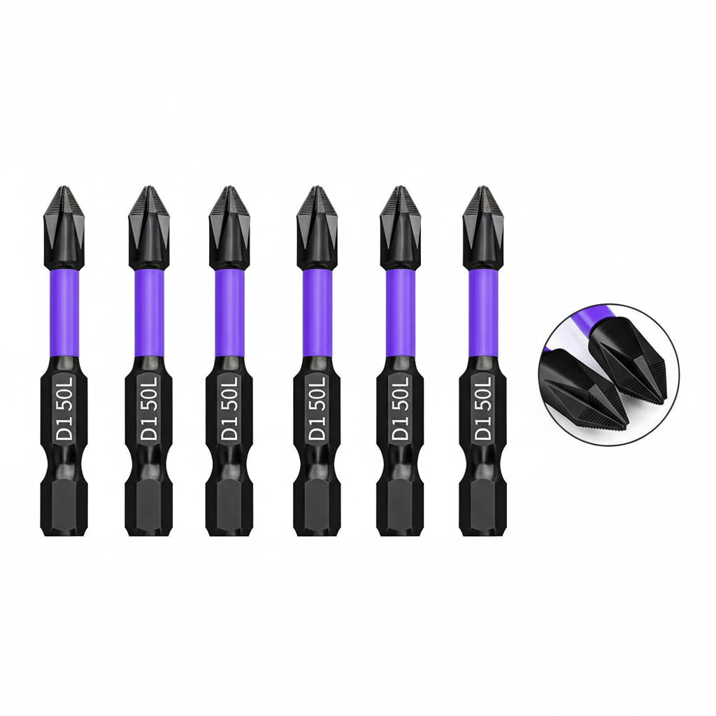 6PCアップグレード高硬度・強力磁気ビット25/65/70/90/150mm滑り止めクロス高硬度電動ハンドドリルネジセット