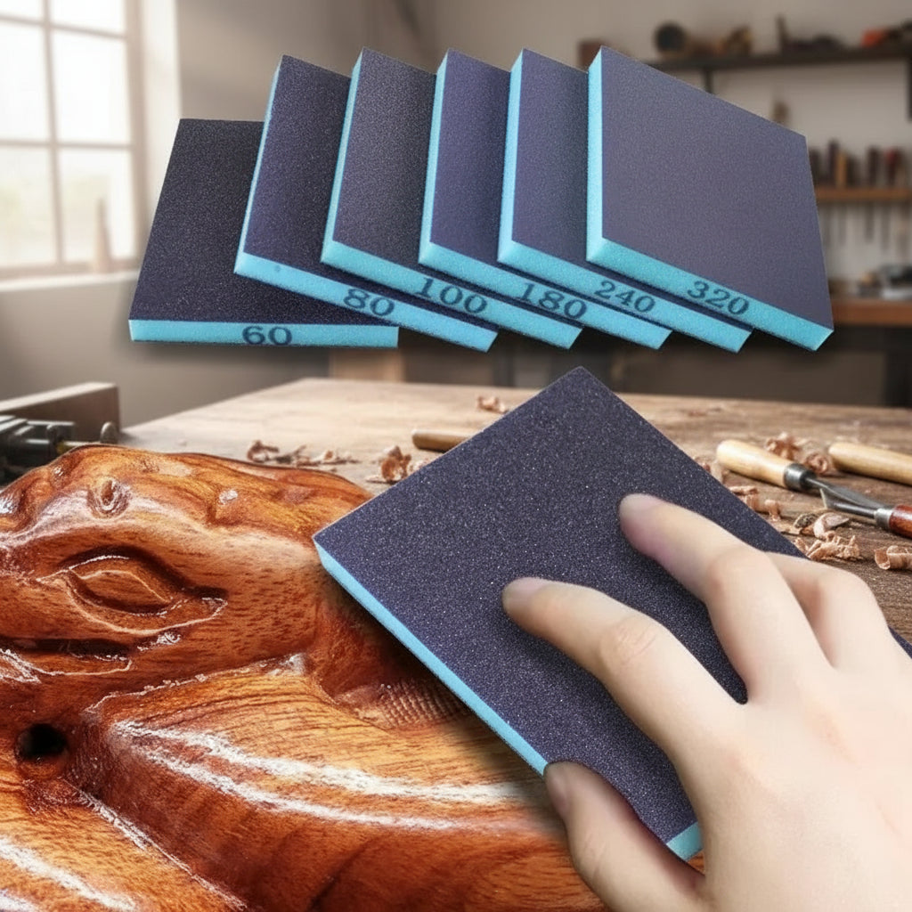 6個セットサンディングスポンジ 60-320グリット 洗えて再利用可能 ウェット/ドライサンディングブロック 金属/木材研磨用 研磨ツール 120*96*13mm